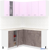 Готовая кухня Кортекс-мебель Корнелия Лира 1.5x2.0 (сирень/оникс/королевский опал) - фото