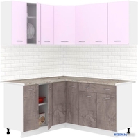 Готовая кухня Кортекс-мебель Корнелия Лира 1.5x2.0 (сирень/оникс/марсель) - фото