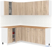 Готовая кухня Кортекс-мебель Корнелия Лира 1.5x2.1 (дуб сонома/дуб бунратти) - фото