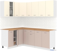 Готовая кухня Кортекс-мебель Корнелия Лира 1.5x2.1 (крем/капучино/дуб бунратти) - фото