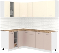 Готовая кухня Кортекс-мебель Корнелия Лира 1.5x2.1 (крем/капучино/мадрид) - фото