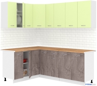 Готовая кухня Кортекс-мебель Корнелия Лира 1.5x2.1 (салатовый/оникс/дуб бунратти) - фото