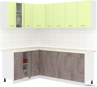 Готовая кухня Кортекс-мебель Корнелия Лира 1.5x2.1 (салатовый/оникс/королевский опал) - фото