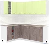 Готовая кухня Кортекс-мебель Корнелия Лира 1.5x2.1 (салатовый/оникс/марсель) - фото