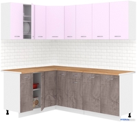 Готовая кухня Кортекс-мебель Корнелия Лира 1.5x2.1 (сирень/оникс/дуб бунратти) - фото
