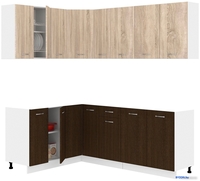 Готовая кухня Кортекс-мебель Корнелия Лира 1.5x2.1 без столешницы (дуб сонома/венге) - фото