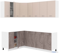 Готовая кухня Кортекс-мебель Корнелия Лира 1.5x2.1 без столешницы (капучино/оникс) - фото