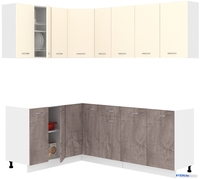 Готовая кухня Кортекс-мебель Корнелия Лира 1.5x2.1 без столешницы (крем/оникс) - фото