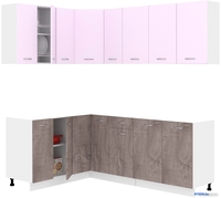 Готовая кухня Кортекс-мебель Корнелия Лира 1.5x2.1 без столешницы (сирень/оникс) - фото