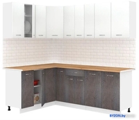 Готовая кухня Кортекс-мебель Корнелия Лира 1.5x2.2 (белый/береза/дуб бунратти) - фото