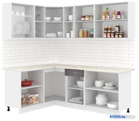 Готовая кухня Кортекс-мебель Корнелия Лира 1.5x2.2 (белый/береза/королевский опал) - фото2