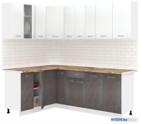 Готовая кухня Кортекс-мебель Корнелия Лира 1.5x2.2 (белый/береза/мадрид) - фото