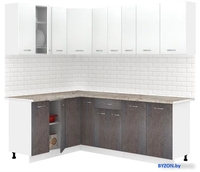 Готовая кухня Кортекс-мебель Корнелия Лира 1.5x2.2 (белый/береза/марсель) - фото