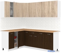 Готовая кухня Кортекс-мебель Корнелия Лира 1.5x2.2 (дуб сонома/венге/дуб бунратти) - фото