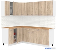Готовая кухня Кортекс-мебель Корнелия Лира 1.5x2.2 (дуб сонома/дуб бунратти) - фото
