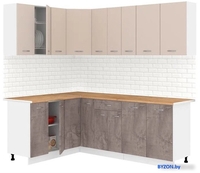 Готовая кухня Кортекс-мебель Корнелия Лира 1.5x2.2 (капучино/оникс/дуб бунратти) - фото