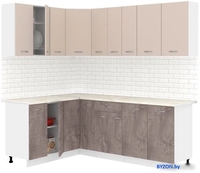 Готовая кухня Кортекс-мебель Корнелия Лира 1.5x2.2 (капучино/оникс/королевский опал) - фото
