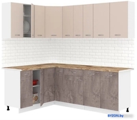 Готовая кухня Кортекс-мебель Корнелия Лира 1.5x2.2 (капучино/оникс/мадрид) - фото