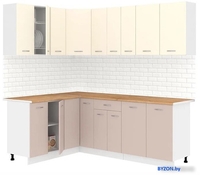 Готовая кухня Кортекс-мебель Корнелия Лира 1.5x2.2 (крем/капучино/дуб бунратти) - фото