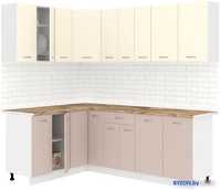 Готовая кухня Кортекс-мебель Корнелия Лира 1.5x2.2 (крем/капучино/мадрид) - фото