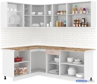 Готовая кухня Кортекс-мебель Корнелия Лира 1.5x2.2 (крем/капучино/мадрид) - фото2