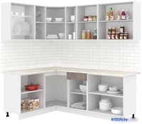 Готовая кухня Кортекс-мебель Корнелия Лира 1.5x2.2 (крем/оникс/королевский опал) - фото2