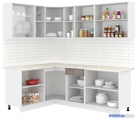 Готовая кухня Кортекс-мебель Корнелия Лира 1.5x2.2 (салатовый/оникс/королевский опал) - фото2