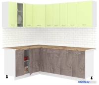 Готовая кухня Кортекс-мебель Корнелия Лира 1.5x2.2 (салатовый/оникс/мадрид) - фото