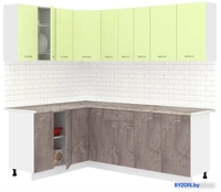 Готовая кухня Кортекс-мебель Корнелия Лира 1.5x2.2 (салатовый/оникс/марсель) - фото