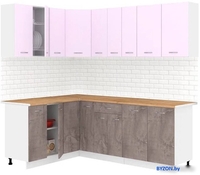 Готовая кухня Кортекс-мебель Корнелия Лира 1.5x2.2 (сирень/оникс/дуб бунратти) - фото
