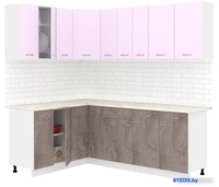 Готовая кухня Кортекс-мебель Корнелия Лира 1.5x2.2 (сирень/оникс/королевский опал) - фото