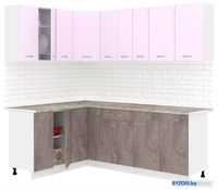 Готовая кухня Кортекс-мебель Корнелия Лира 1.5x2.2 (сирень/оникс/марсель) - фото