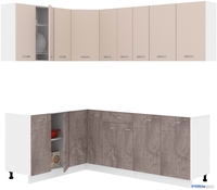 Готовая кухня Кортекс-мебель Корнелия Лира 1.5x2.2 без столешницы (капучино/оникс) - фото