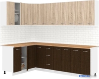 Готовая кухня Кортекс-мебель Корнелия Лира 1.5x2.5 (дуб сонома/венге/дуб бунратти) - фото