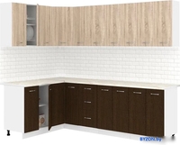 Готовая кухня Кортекс-мебель Корнелия Лира 1.5x2.5 (дуб сонома/венге/королевский опал) - фото
