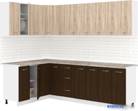 Готовая кухня Кортекс-мебель Корнелия Лира 1.5x2.5 (дуб сонома/венге/марсель) - фото