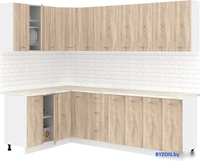 Готовая кухня Кортекс-мебель Корнелия Лира 1.5x2.5 (дуб сонома/королевский опал) - фото