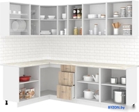 Готовая кухня Кортекс-мебель Корнелия Лира 1.5x2.5 (дуб сонома/королевский опал) - фото2