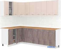 Готовая кухня Кортекс-мебель Корнелия Лира 1.5x2.5 (капучино/оникс/дуб бунратти) - фото
