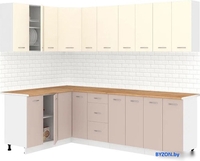 Готовая кухня Кортекс-мебель Корнелия Лира 1.5x2.5 (крем/капучино/дуб бунратти) - фото