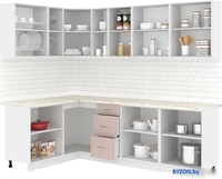Готовая кухня Кортекс-мебель Корнелия Лира 1.5x2.5 (крем/капучино/королевский опал) - фото2