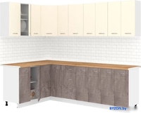 Готовая кухня Кортекс-мебель Корнелия Лира 1.5x2.5 (крем/оникс/дуб бунратти) - фото