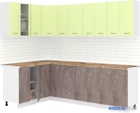 Готовая кухня Кортекс-мебель Корнелия Лира 1.5x2.5 (салатовый/оникс/мадрид) - фото