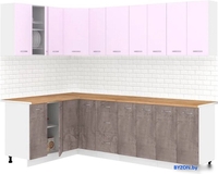 Готовая кухня Кортекс-мебель Корнелия Лира 1.5x2.5 (сирень/оникс/дуб бунратти) - фото
