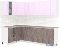 Готовая кухня Кортекс-мебель Корнелия Лира 1.5x2.5 (сирень/оникс/марсель) - фото