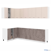 Готовая кухня Кортекс-мебель Корнелия Лира 1.5x2.7 без столешницы (капучино/оникс) - фото