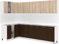 Готовая кухня Кортекс-мебель Корнелия Лира 1.5x2.9 без столешницы (дуб сонома/венге) - фото