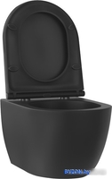 Унитаз подвесной Wellsee Chalice Perfection RimFree 182609001 (чаша, пневмокрышка, матовый черный) - фото2