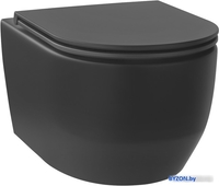 Унитаз подвесной Wellsee Croquis RimFree 182613001 (чаша, пневмокрышка, матовый черный) - фото