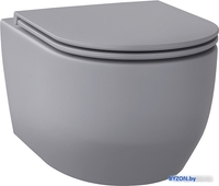 Унитаз подвесной Wellsee Croquis RimFree 182614001 (чаша, пневмокрышка, матовый серый) - фото